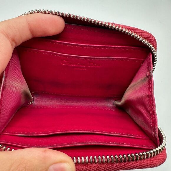 Dior Cannage Pink Patent Leather Compact Wallet Zippy Full Zip - Picture 7 of 14